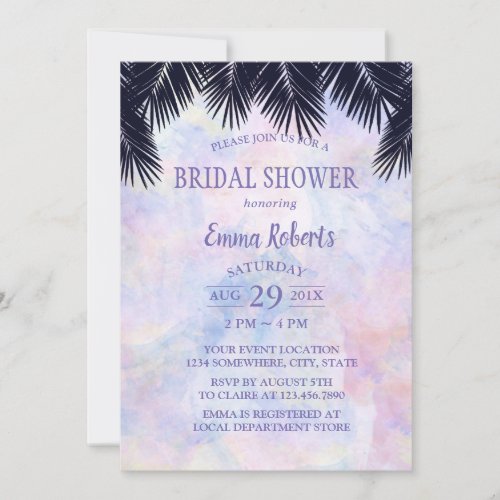 Elegant Palm Tree Watercolor Bridal Shower Invitation