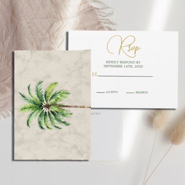 Elegant  Palm Tree Watercolor Wedding RSVP Card (Creator Uploaded)