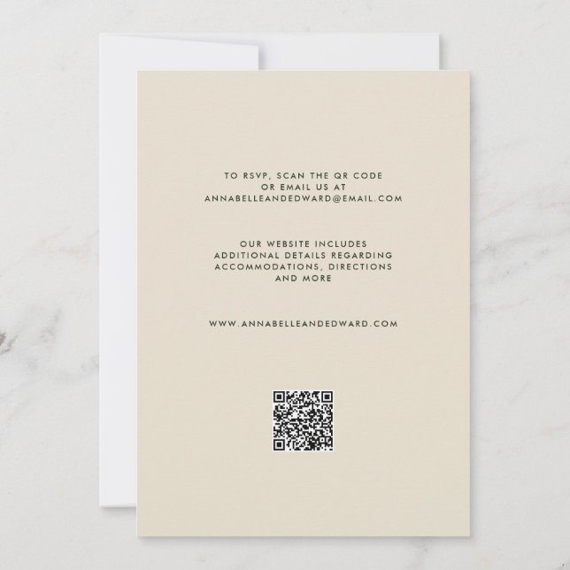 Elegant Palm Tree Wedding Invitation with QR Code (Back)