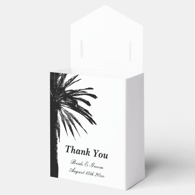 Elegant palm tree wedding party favor boxes (Opened)