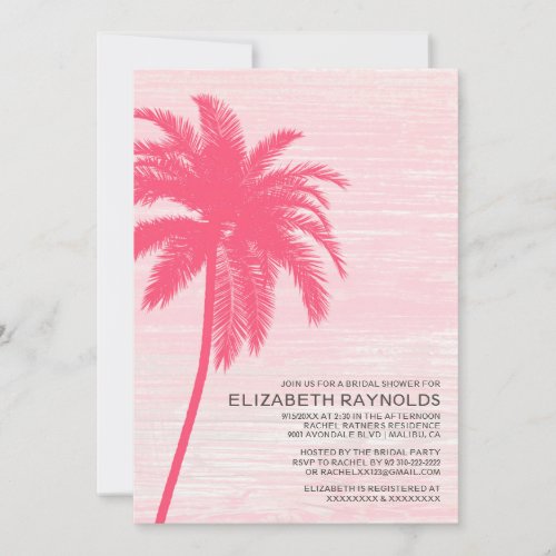 Elegant Palm Trees Beach Bridal Shower Invitations