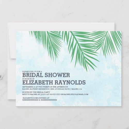 Elegant Palm Trees Bridal Shower Invitations