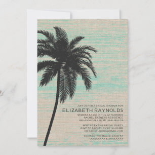 Elegant Palm Trees Burlap Bridal Shower Invitation