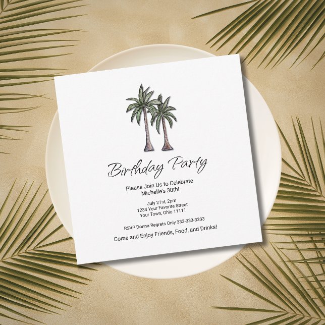 Elegant Palm Trees Tropical 30th Birthday Party Invitation (Creator Uploaded)