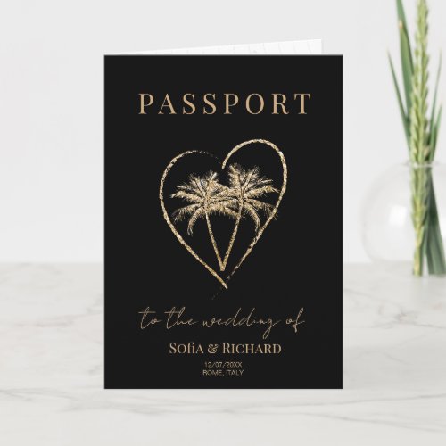 Elegant Palm Trees Wedding Destination Passport  Invitation