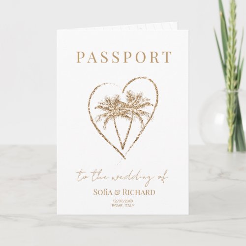 Elegant Palm Trees Wedding Destination Passport  Invitation