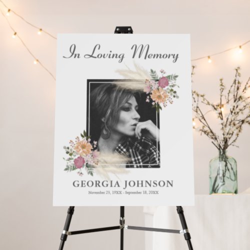 Elegant Pampas And Floral  Photo Memorial Foam Board