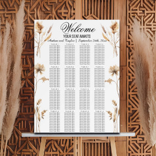Elegant Pampas Grass 16 Tables Wedding Seating Foam Board