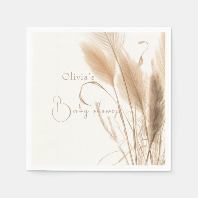 elegant Pampas grass Baby shower  Napkins (Front)