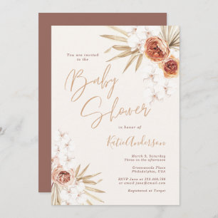 Elegant Pampas Grass Bohemian Baby Shower Invitation