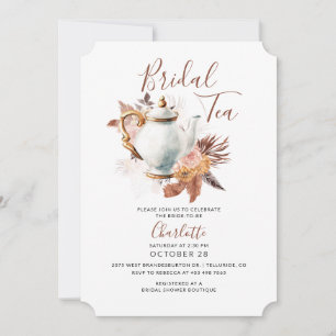 Elegant Pampas Grass Bridal Shower Tea Invitation