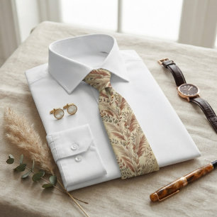 Elegant Pampas Grass & Eucalyptus Neck Tie