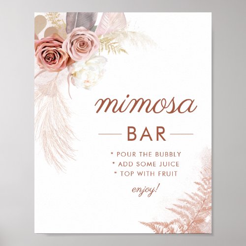 Elegant Pampas Grass Mimosa Bar Sign