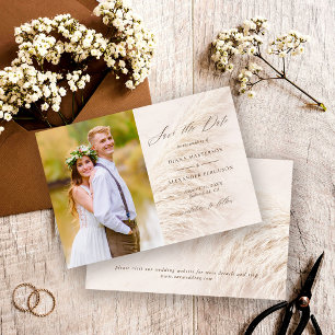 Elegant Pampas Grass Photo Save the Date Card