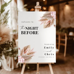 Elegant Pampas Grass Rehearsal Dinner Welcome Foam Board