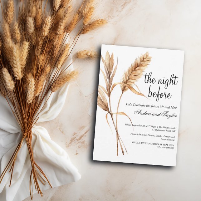Elegant Pampas Grass Wedding Rehearsal Dinner  Invitation (Creator Uploaded)