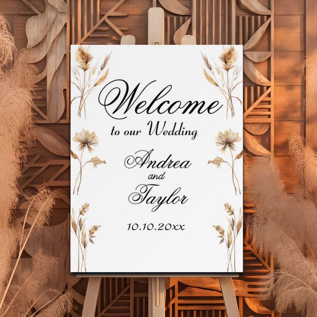 Elegant Pampas Grass Wedding Welcome Sign  (Creator Uploaded)