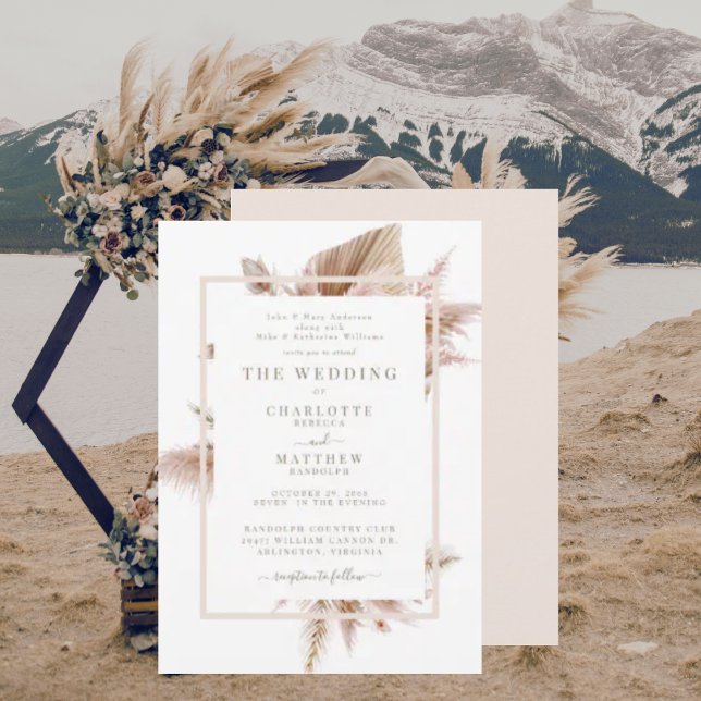 Elegant Pampas Wedding Invitation (Creator Uploaded)