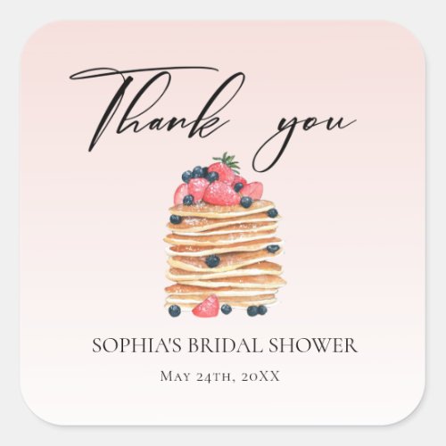 Elegant Pancakes Bridal Shower Thank you Square Sticker