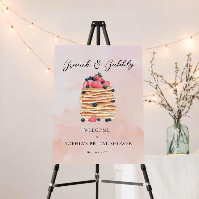 Elegant Pancakes Bridal Shower Welcome Sign (In Situ (Stand))