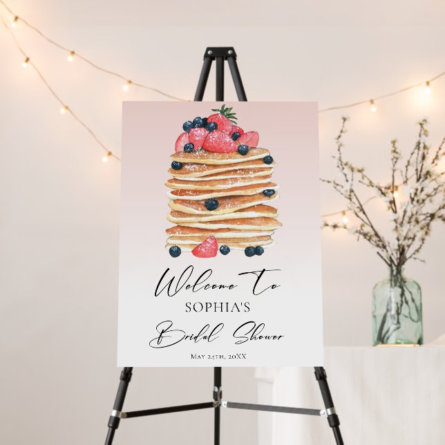 Elegant Pancakes Bridal Shower Welcome Sign (In Situ (Stand))