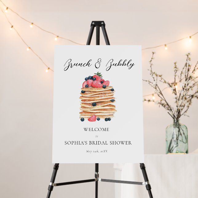Elegant Pancakes Bridal Shower Welcome Sign (In Situ (Stand))