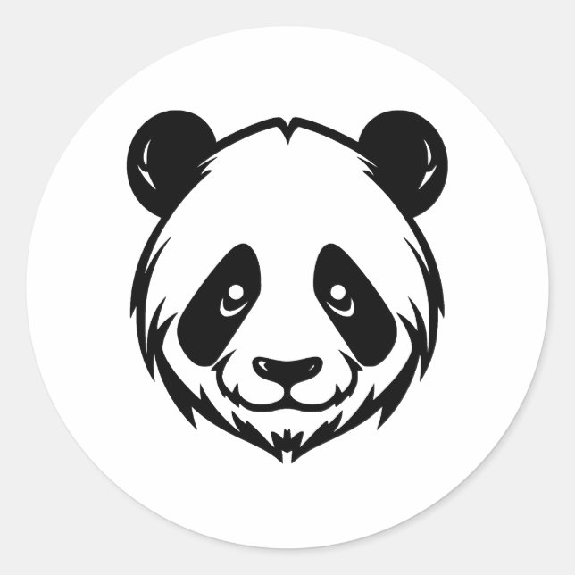 Elegant Panda Silhouette in BW Classic Round Sticker (Front)