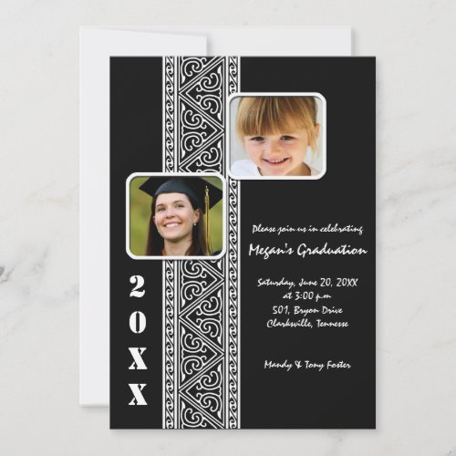 Elegant panel _Black Graduation Party invites