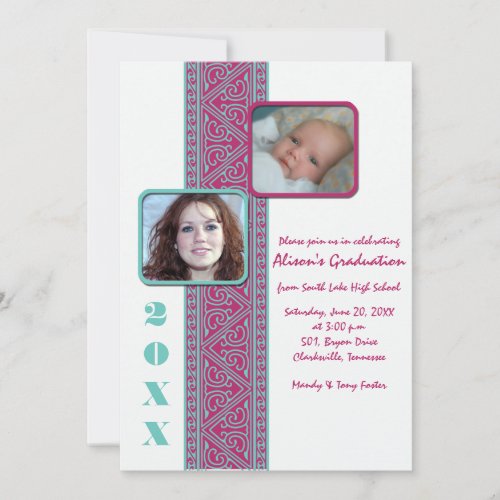 Elegant panel _ Magenta  Graduation Party invites