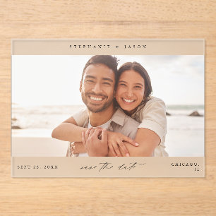 Elegant Panoramic Photo Modern Save the Date Acrylic Invitations