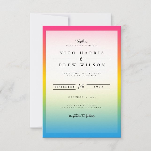 Elegant Pansexual Pride Wedding  Invitation (Front)