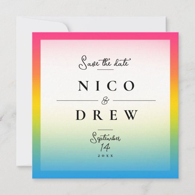 Elegant Pansexual Pride Wedding  Save The Date (Front)