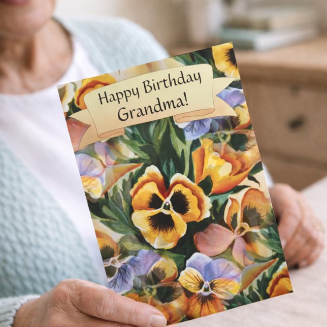 Elegant Pansy Birthday Card for Grandmother (Creator Uploaded)