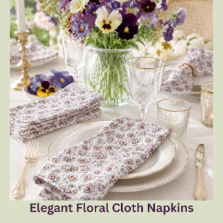 Elegant Pansy Pansies Floral Cloth Napkin