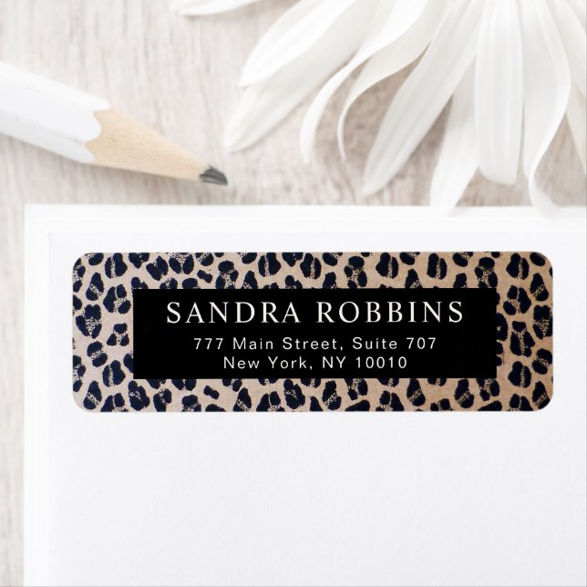 Elegant panther pattern with light beige name label (Insitu)