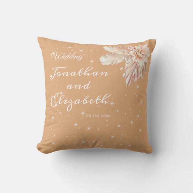 Elegant papas grass newlyweds script custom couple throw pillow (Front)