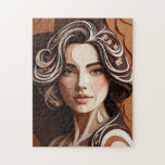 Elegant Paper-Cut Portrait in Warm Earth Tones Jigsaw Puzzle