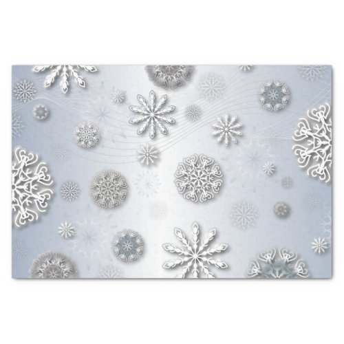 Elegant Paper Cut Winter Snowflakes On Silver