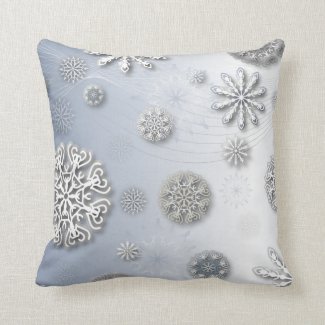 Elegant Paper Cut Winter Snowflakes On Silver Throw Pillow