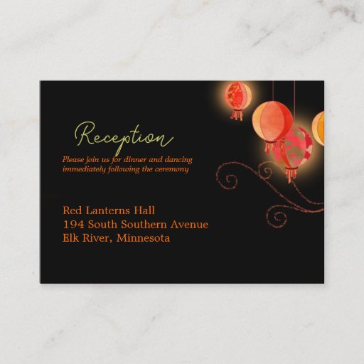 Customizable Elegant Paper Lanterns Wedding Reception (3.5x2.5) Business Cards