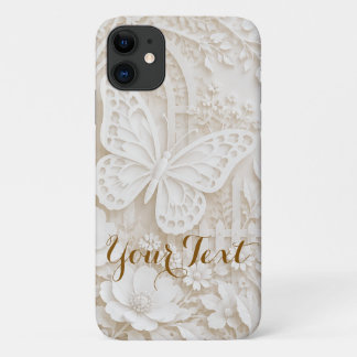 Elegant Papercut Butterfly with Floral Frame iPhone 11 Case