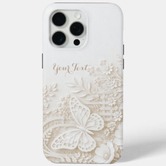 Elegant Papercut Butterfly with Floral Frame iPhone 15 Pro Max Case