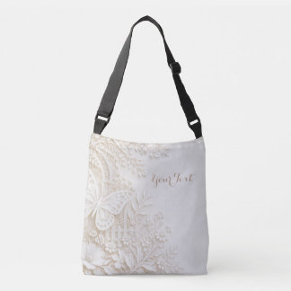 Elegant Papercut Butterfly with Floral Frame Crossbody Bag