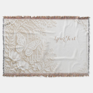 Elegant Papercut Butterfly with Floral Frame Throw Blanket