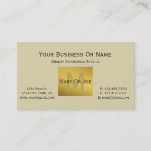 Elegant Parchment Cream Luxury Gold Monogram Business Card