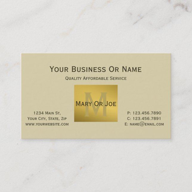 Elegant Parchment Cream Luxury Gold Monogram Business Card (Front)