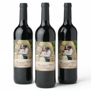 Elegant Parchment Paper Template Wedding Wine Label