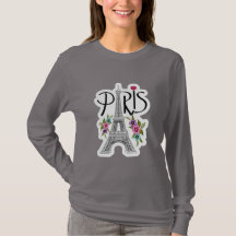 Elegant Paris Eiffel Tower Floral IllustratT-Shirt