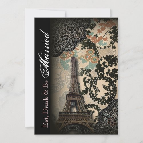 elegant Paris floral   vintage rehearsal dinner Invitation