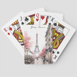 Elegant Paris France Eiffel Tower Painting Poker Cards